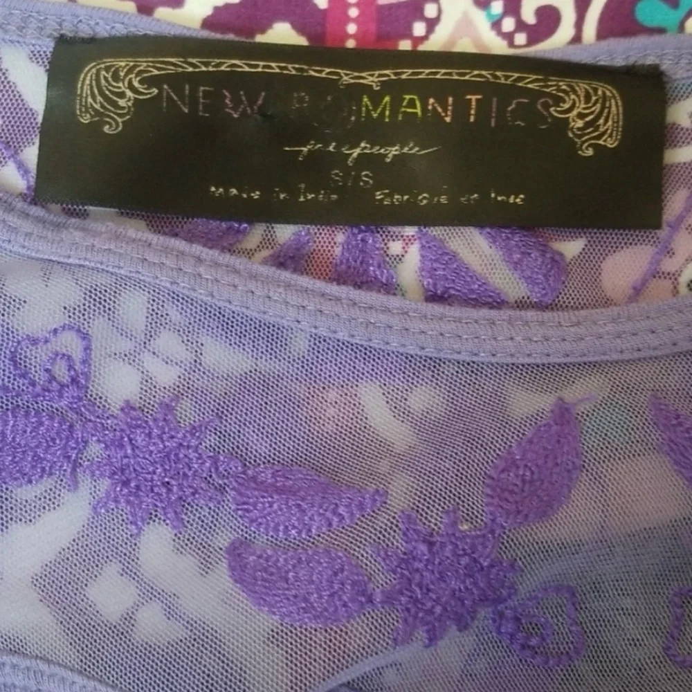 Free People Purple Embellished Long Sleeve Blouse - Picture 3 of 5